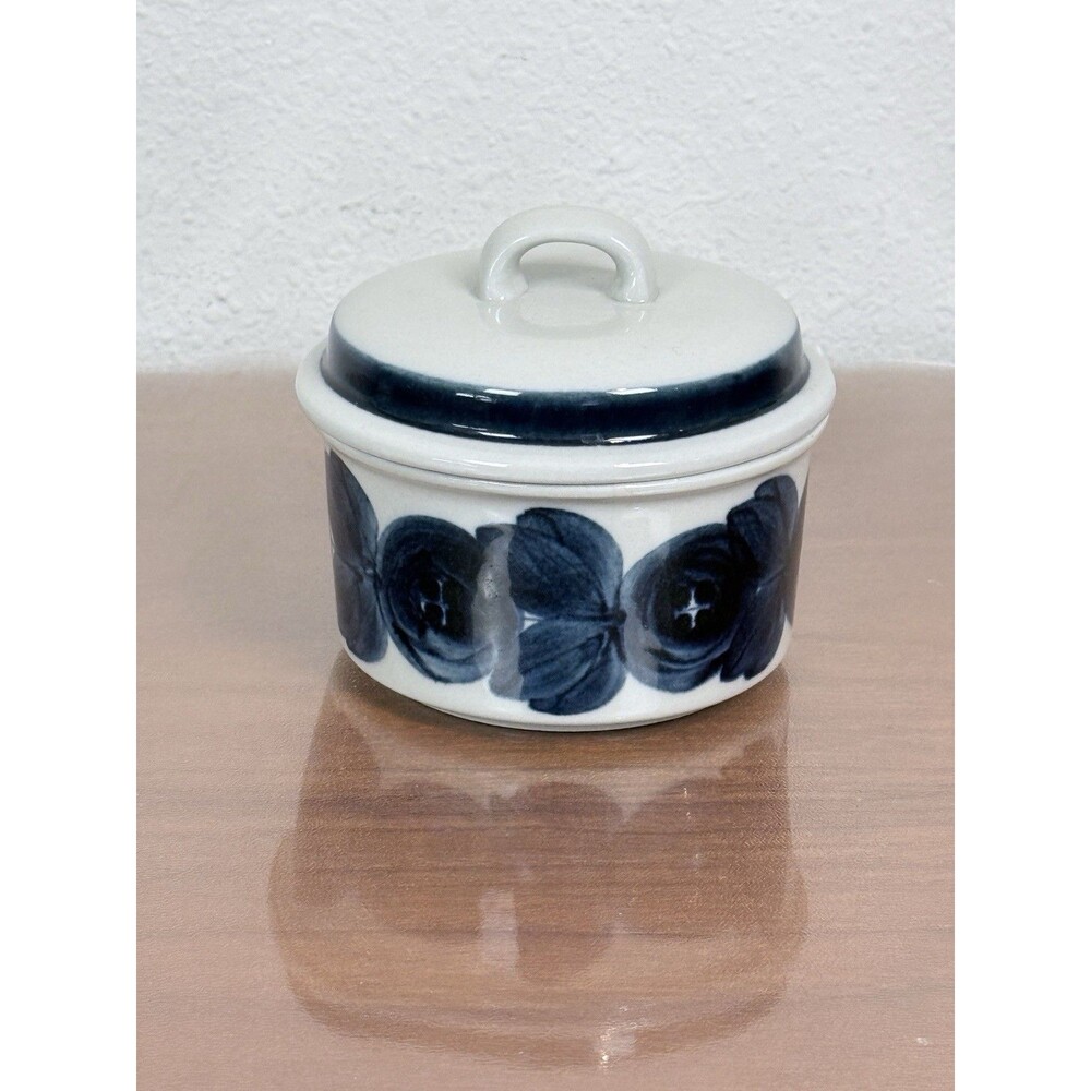 Vintage Arabia of Finland Anemone Blue Sugar Bowl With Lid By Ulla Procope